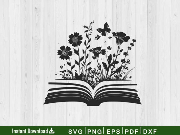 Book SVG Design with Flowers for Embroidery Projects