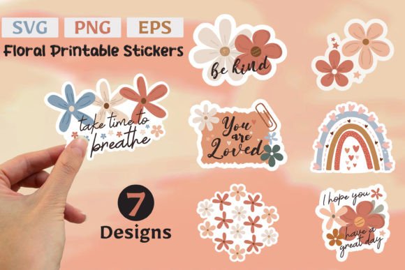 Cute Floral Stickers for Embroidery Projects