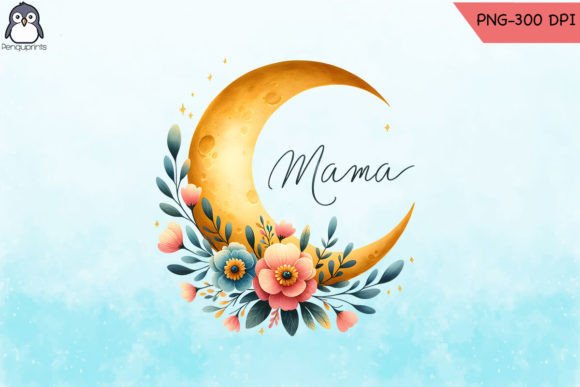 Mama Floral Crescent Moon PNG Review