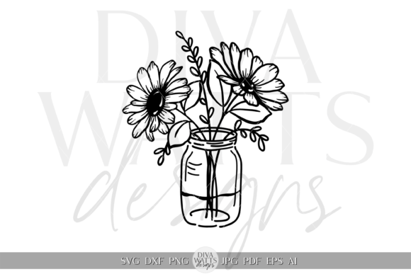 Mason Jar Arrangement Silhouette SVG Review
