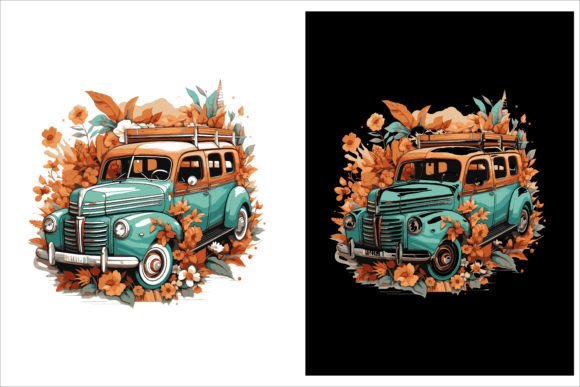 Watercolor Floral Car Design Vector Review